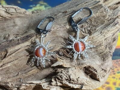 #1143 - boucles d'oreilles SOLEIL cornaline – Image 2