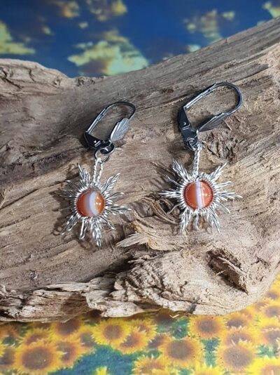 boucles d'oreilles soleil en cornaline
