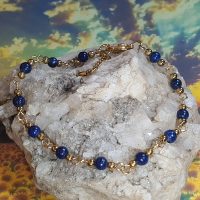 bracelet inox doré et lapis-lazuli 4 mm