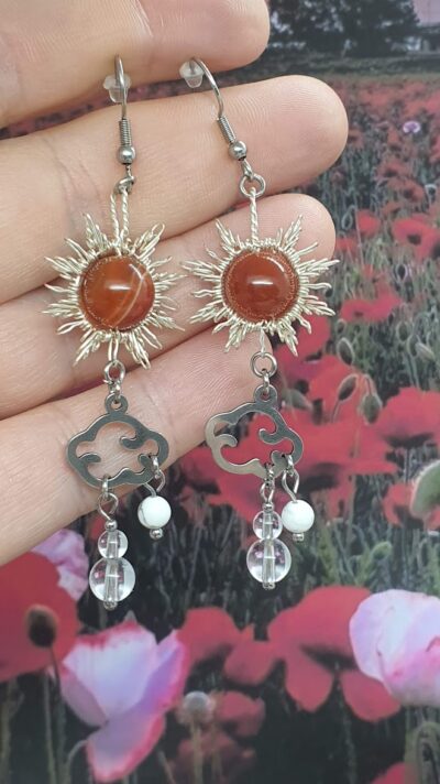 boucles d'oreilles météo design soleil cornaline