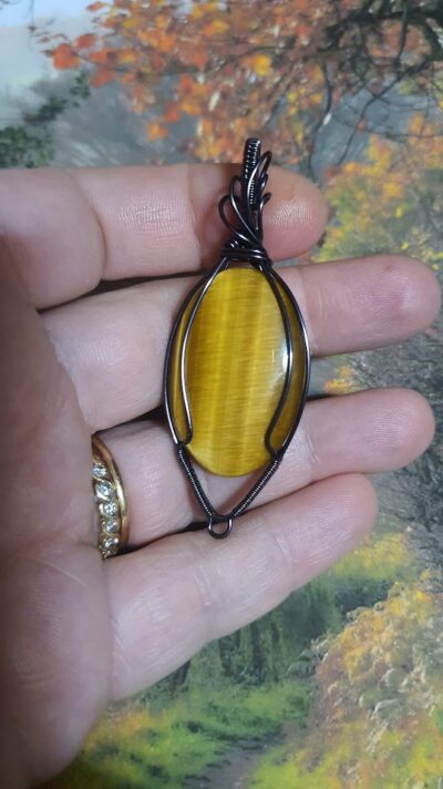 #1233 - Pendentif œil de tigre couleur miel – Image 2