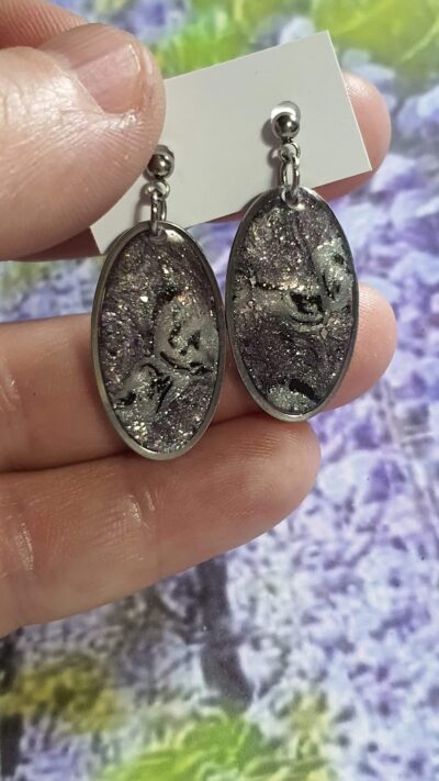 #1244-2 - boucles d'oreilles ovale Métamorphose tourbillon céleste – Image 2