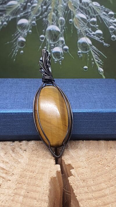 #1233-2 - Pendentif œil de tigre couleur miel – Image 2
