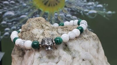 Bracelet femme pour parure Elle & Lui malachite et howlite