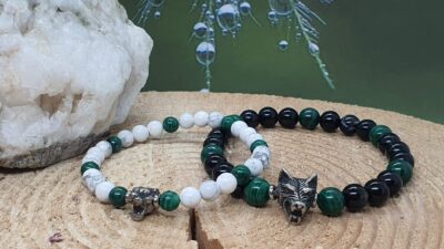#1377 - bracelet femme pour parure Elle & Lui malachite / howlite – Image 3