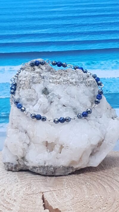 #1388 - bracelet hématite et lapis-lazuli - "Equilibre et sérénité" – Image 2