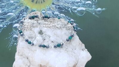 Bracelet inox, malachite et hématite en 4 mm facettée