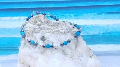 bracelet fin hématite et apatite avec acier inoxydable