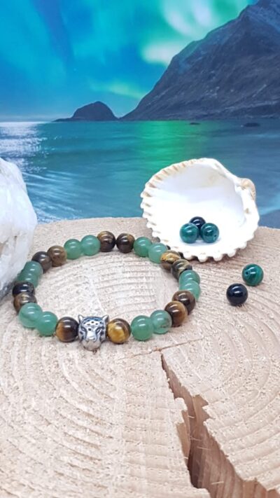 #1398 - bracelet homme ou mixte pour parure Elle & Lui aventurine verte et oeil de tigre – Image 4