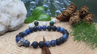 #1395 - bracelet homme ou mixte pour parure Elle & Lui Lapis-Lazuli et pierre de lave – Image 3