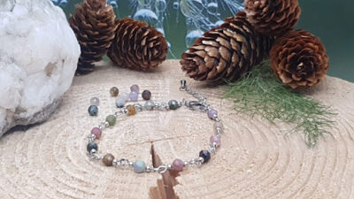 bracelet fin en tourmaline multicolore facettée 4 mm et acier inoxydable