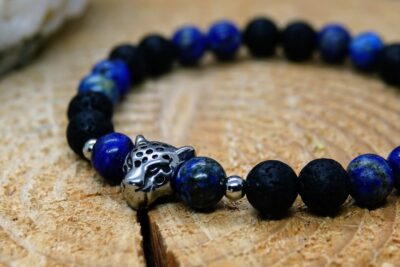 #1395 - bracelet homme ou mixte pour parure Elle & Lui Lapis-Lazuli et pierre de lave – Image 2