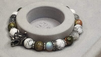 #1435- Bracelet howlite, labradorite, unakite – Image 4