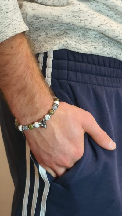 #1435- Bracelet howlite, labradorite, unakite – Image 5