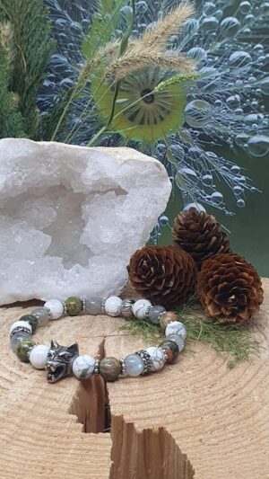 #1435- Bracelet howlite, labradorite, unakite – Image 2
