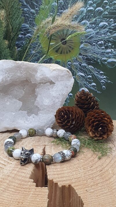 #1435- Bracelet howlite, labradorite, unakite – Image 2