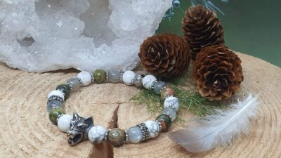 #1435- Bracelet howlite, labradorite, unakite – Image 3