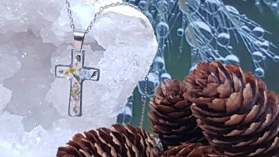 #779-11 - Pendentif Croix Fleurie "Foi et Nature" – Image 3