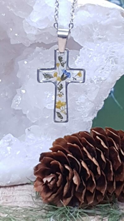 #779-13 - Pendentif Croix Fleurie "Foi et Nature" – Image 4