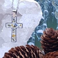#779-12 - Pendentif Croix Fleurie "Foi et Nature"
