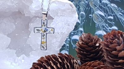 #779-12 - Pendentif Croix Fleurie "Foi et Nature"