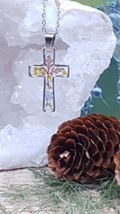 #779-13 - Pendentif Croix Fleurie "Foi et Nature" – Image 2