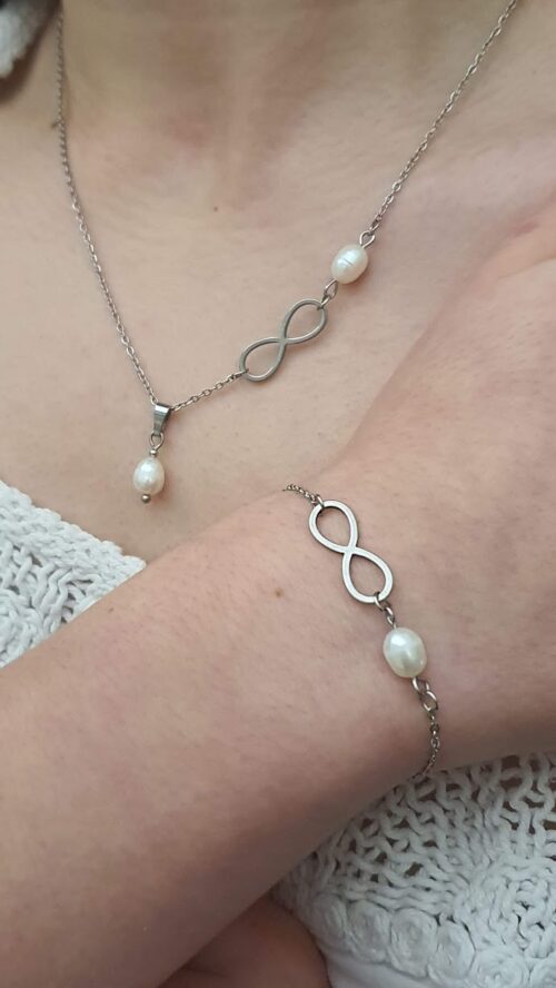 bracelet Mariage symbole infini et perle d'eau douce
