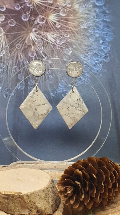 Boucles d'oreilles marbrées mariage design "Graphique en forme de losange
