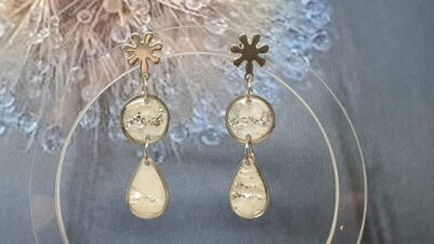 Boucles d'oreilles mariage "water drop" clou splash