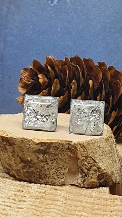 boucles d'oreilles petits clous carrés marbrés pour mariage