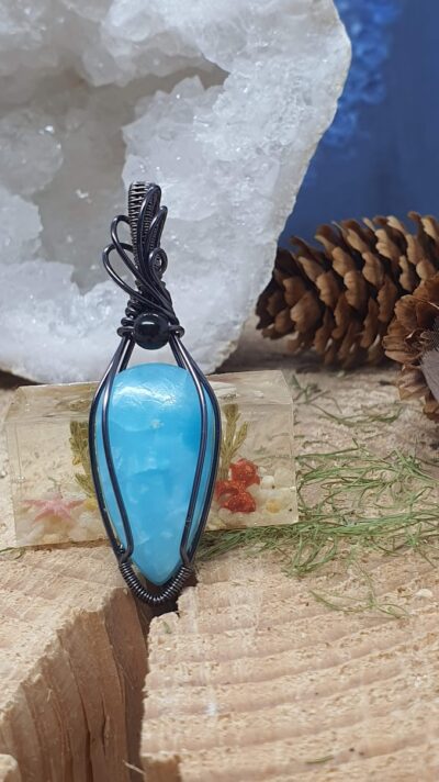 #1514 - pendentif wire wrapping hémimorphite "Ciel d'été" – Image 2
