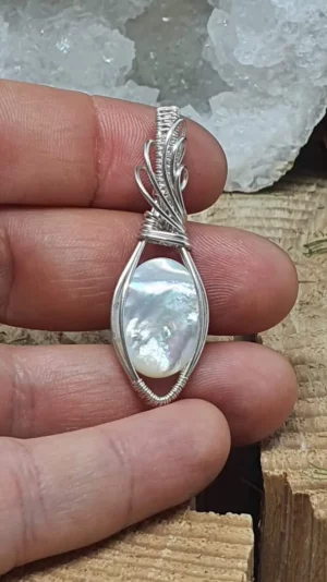 #1519 - pendentif mariage "Nacre et Argent" – Image 2