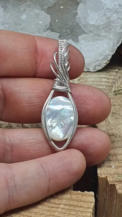 #1519 - pendentif mariage "Nacre et Argent" – Image 2