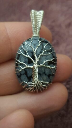 #1746 - pendentif arbre de vie obsidienne flocon de neige – Image 2