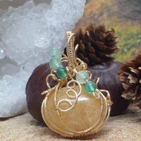 pendentif citrouille en aventurine jaune