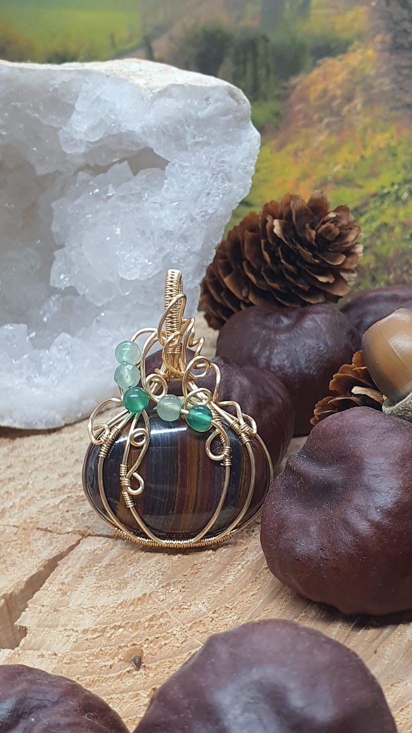 pendentif oeil de tigre marabamba citrouille