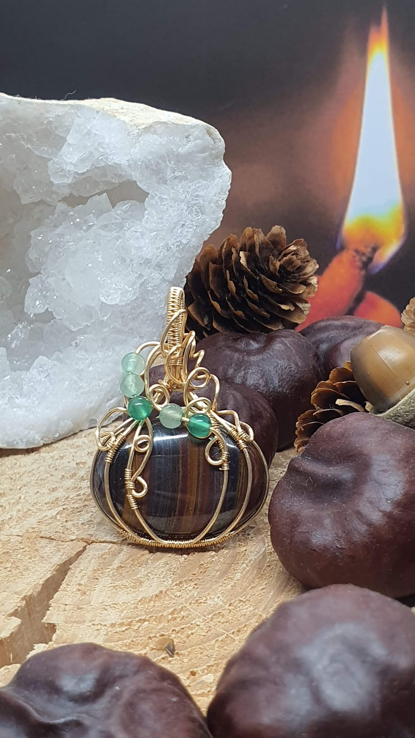 pendentif oeil de tigre marabamba citrouille