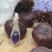 pendentif améthyste et cristal de roche wire wrapping