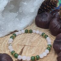 Bracelet jade vert, larvikite et howlite 6 mm sur rondin